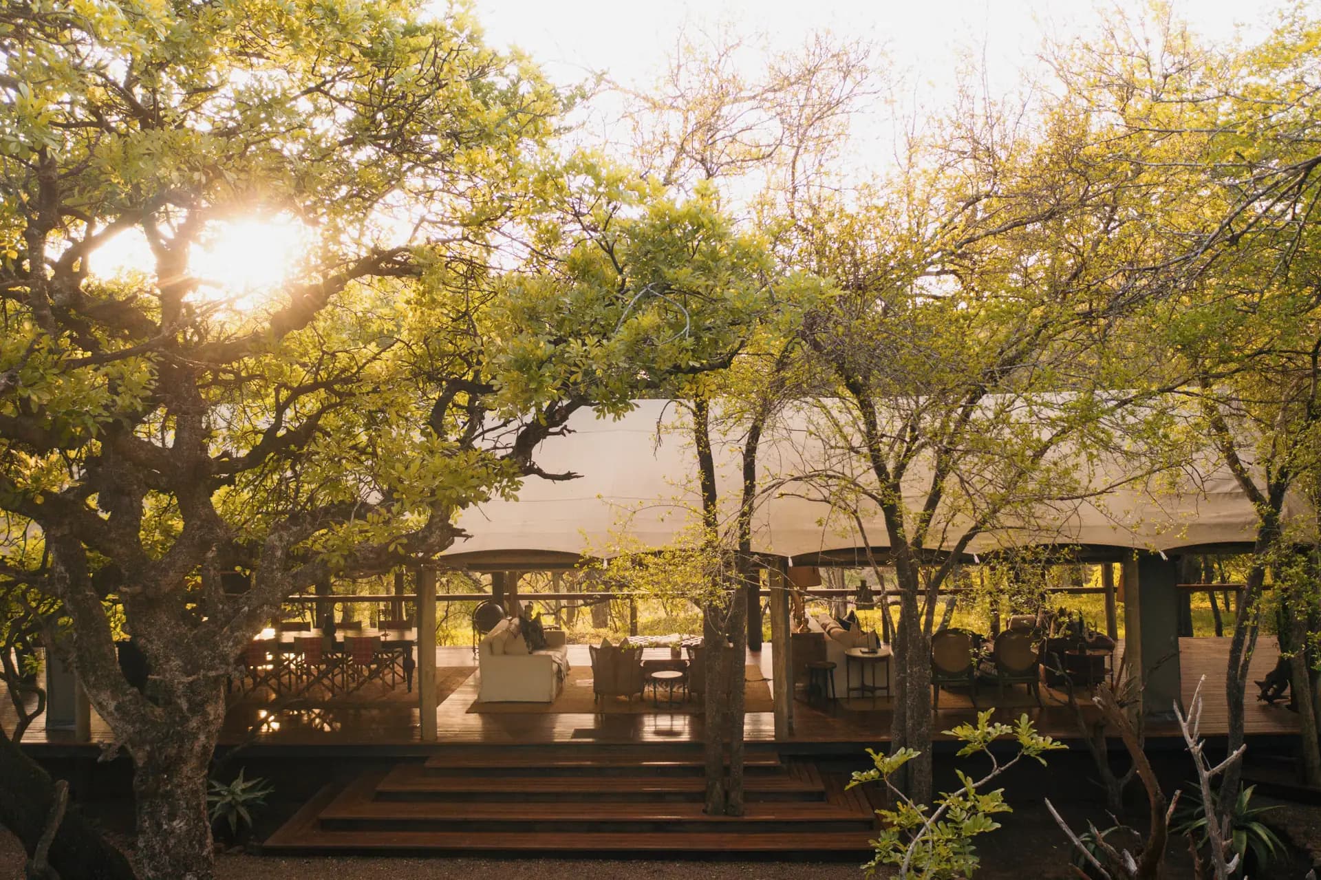 Rhino Sands: Tented lodge at dusk