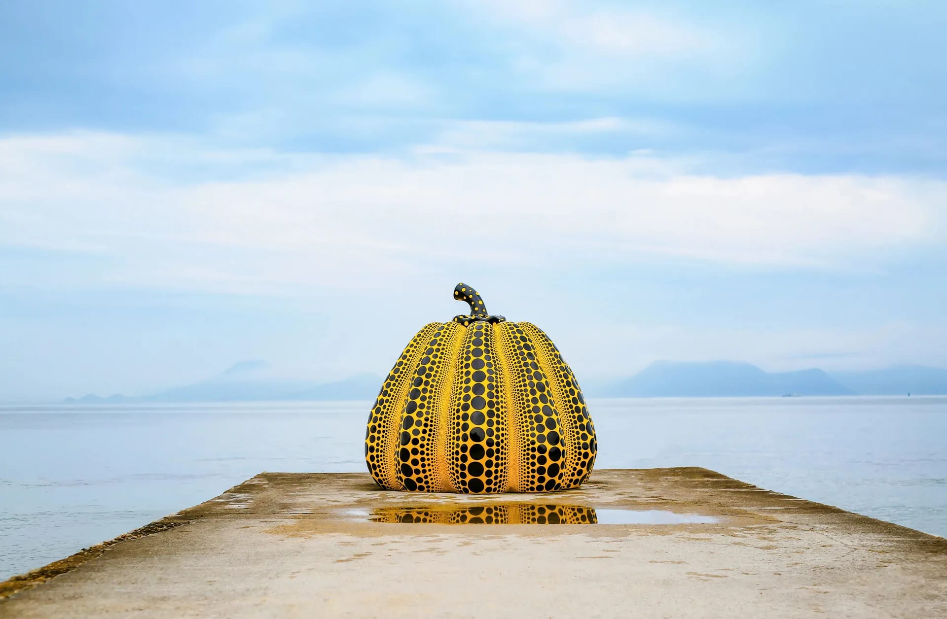 Yayoi Kusama's yellow pumpkin on Naoshima