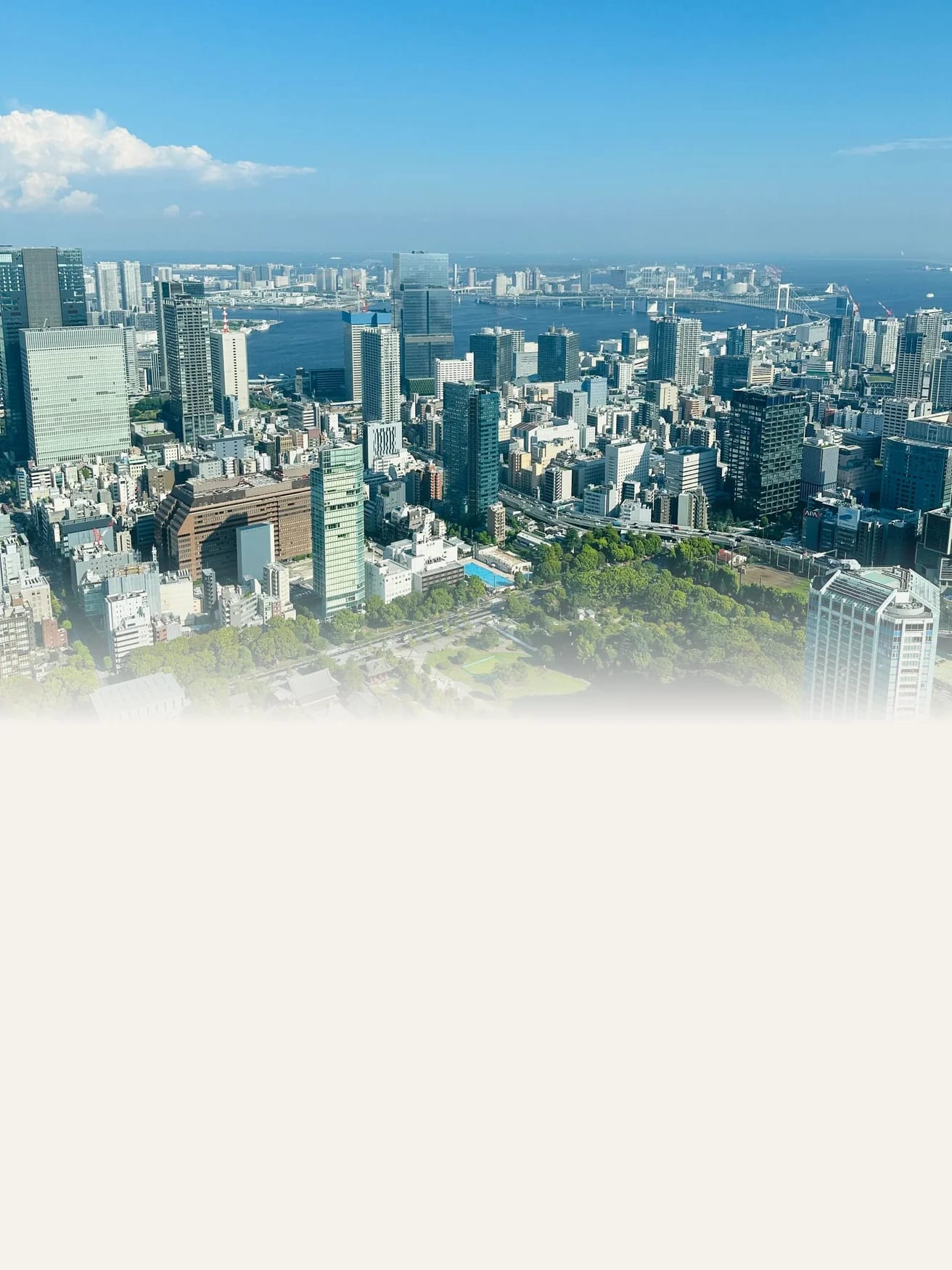 View over Tokyo with the bay and skyscrapers