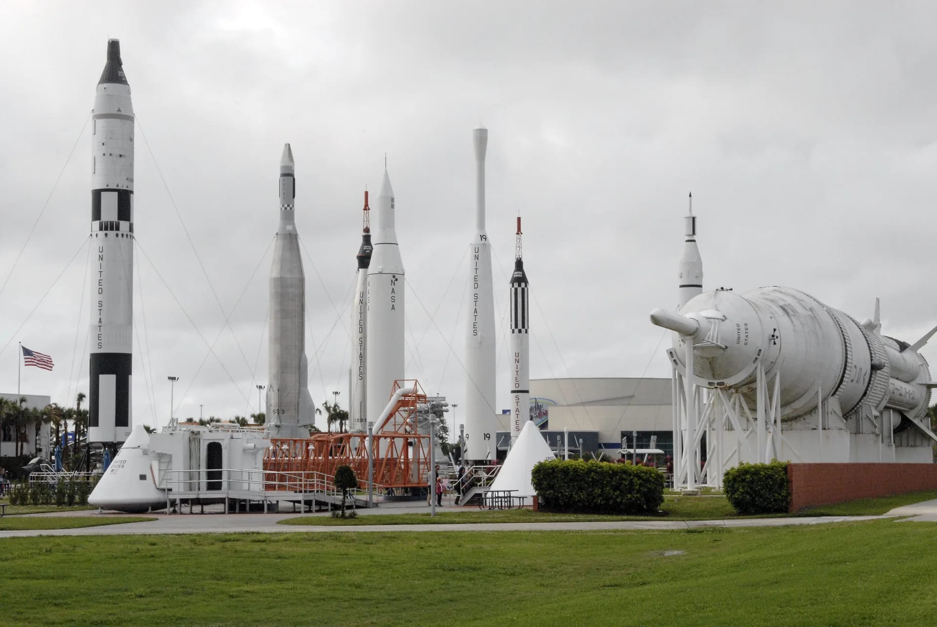Historic rockets in the Rocket Garden at Kennedy Space Center