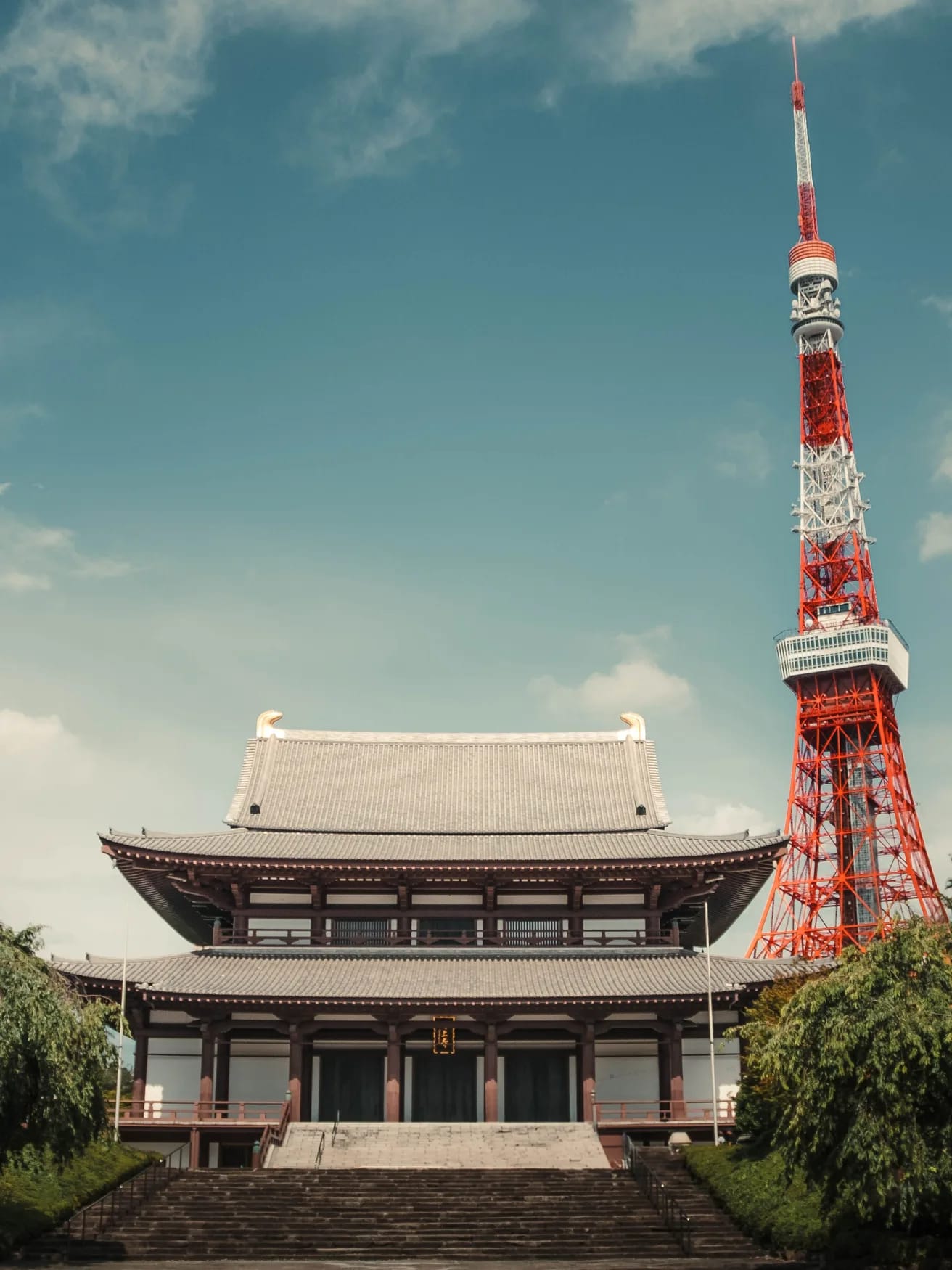 Tokyo Tower behind Zojo-ji Temple