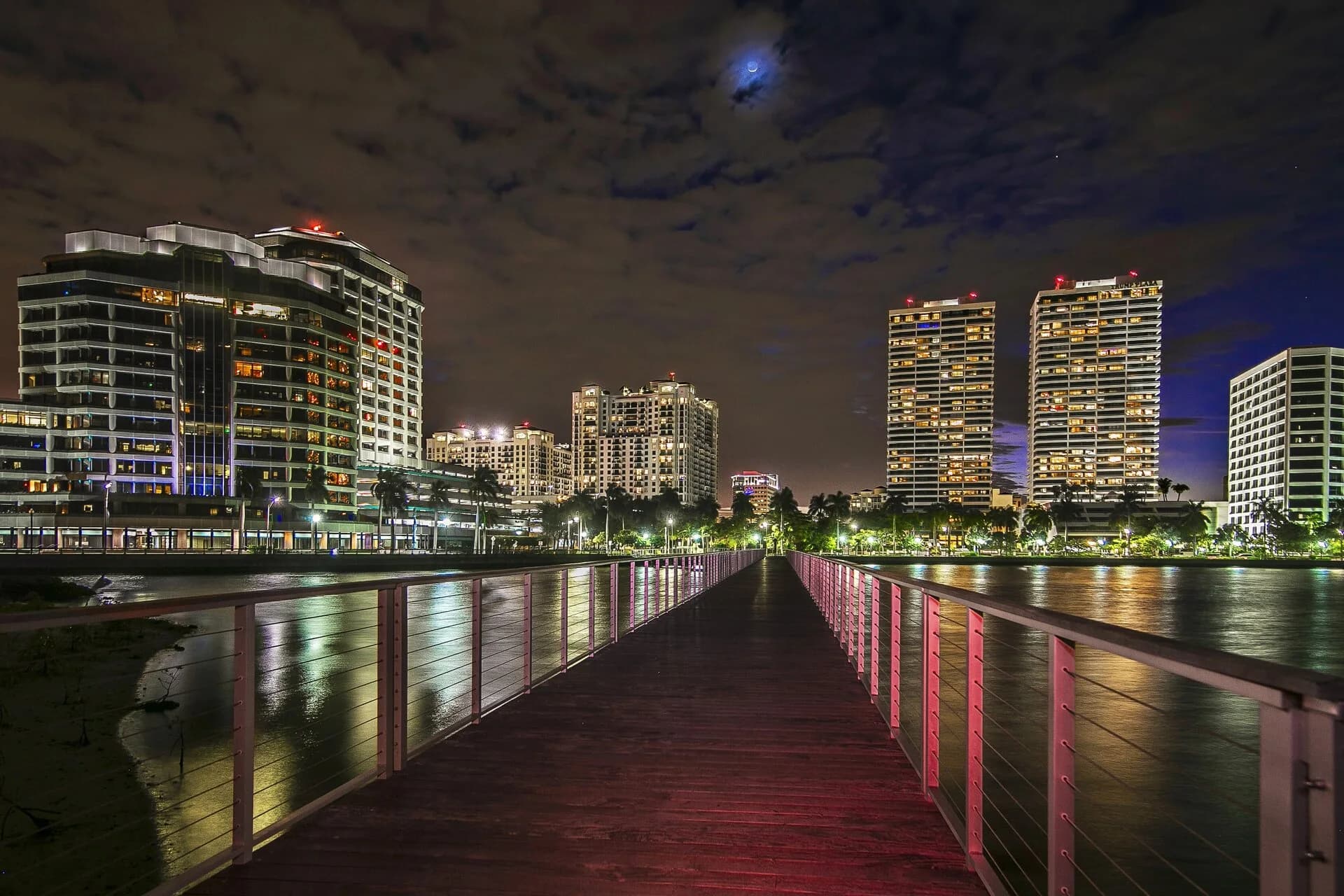 Pier on the West Palm Beach waterfront at night
