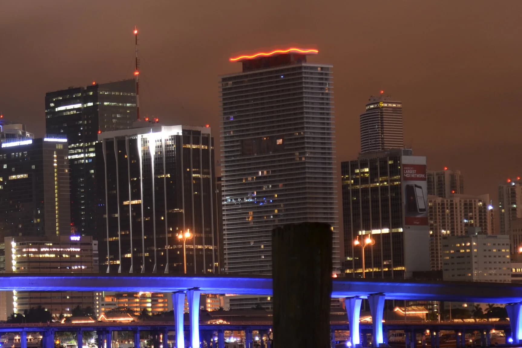 The Downtown Miami skyline at night
